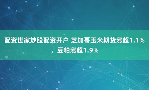 配资世家炒股配资开户 芝加哥玉米期货涨超1.1%，豆粕涨超1.9%